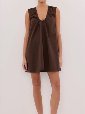 marmo mini dress dissh MARMO CHOCOLATE DRAPED MINI DRESS DISSH